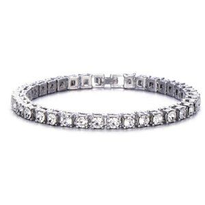 Women Silver Tennis Bracelet White CZ 8" - NEW